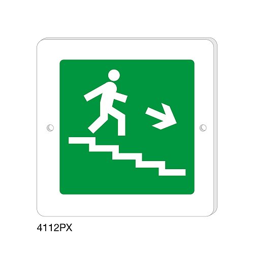 Scala di sicurezza basso destra - Plexiglass - C - 200x200 mm - Monofacciale - 2 Fori