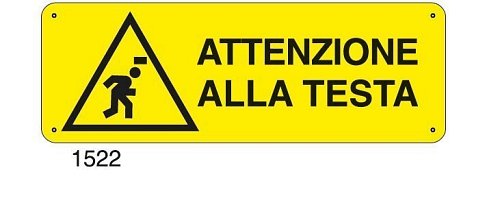 Attenzione alla testa - A - Alluminio 350x125 mm