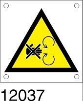 Targhetta bordo macchina "Pericolo trascinamento da corpi rotanti" in all. 60x60 mm - conf. 10 pz