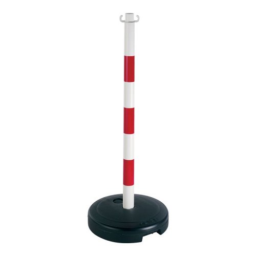 Colonnina Segnaletica Bianco/Rossa con base zavorrabile 9 kg e ganci per catena