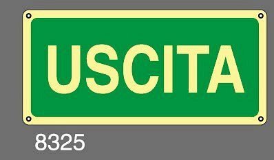 Uscita - A - PVC rigido Luminescente - 350x125 mm