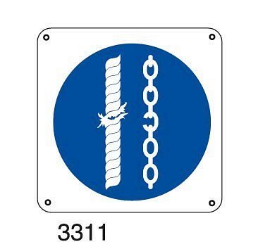 Obbligo non usare catene o corde usurate - B - Alluminio 165x165 mm