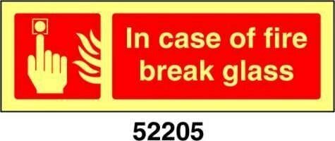 In case of fire break glass - A - ADL 300x100 mm