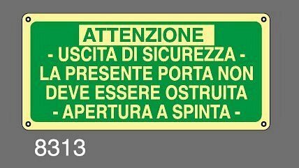 Uscita di sicurezza - A - PVC rigido Luminescente - 350x125 mm