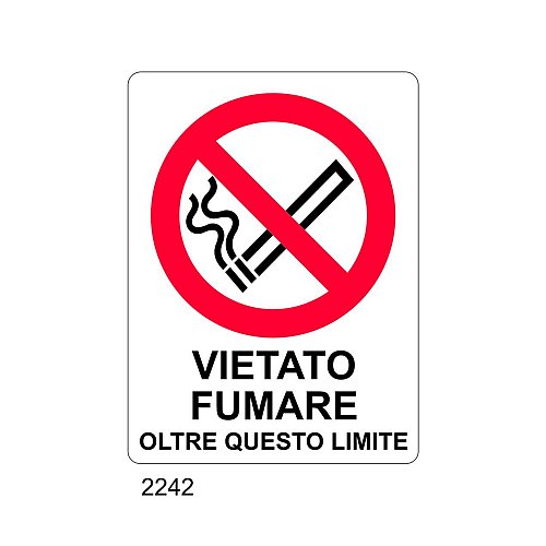 Vietato fumare oltre questo limite - A - Alluminio 115x180 mm