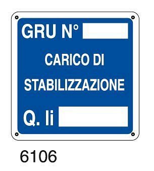Gru numero, carico di stabilizzazione - D - Alluminio 370x370 mm - Conf 10 pz.