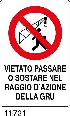 Vietato passare o sostare nel raggio d'azione della gru