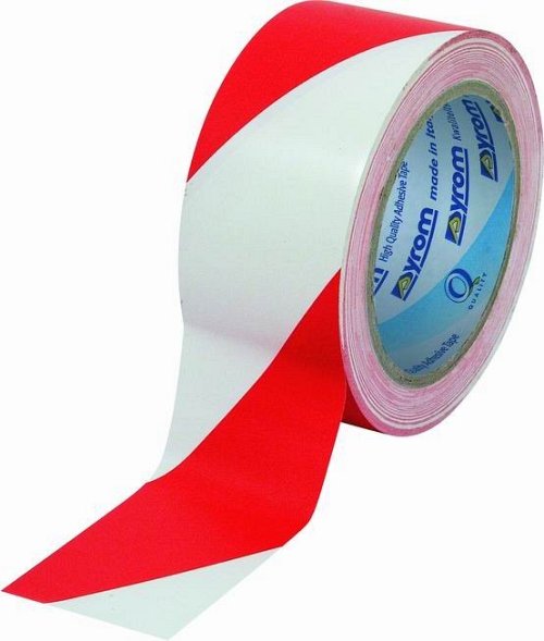 Nastro Segnaletico in pvc adesivo  Rosso /Bianco h. mm 50 x mt. 33