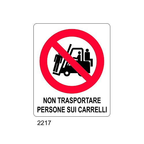 Non trasportare persone sui carrelli - A - PVC adesivo 115x160 mm