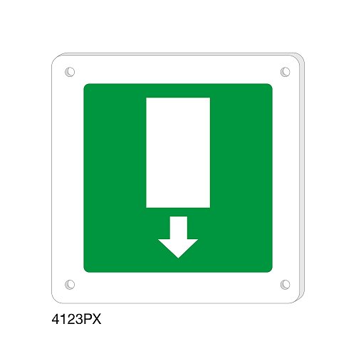 Uscita di emergenza basso - Plexiglass - C - 200x200 mm - Monofacciale - 4 Fori
