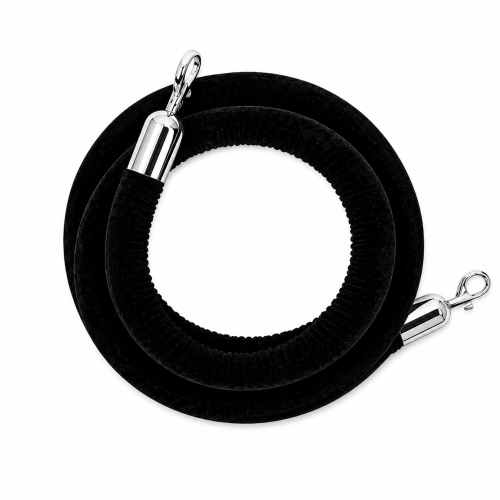 Cordone di delimitazione Nero in Velluto con moschettoni Silver mt. 2