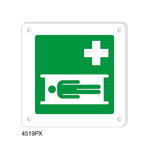 Barella di emergenza - Plexiglass - C - 200x200 mm - Monofacciale - 4 Fori