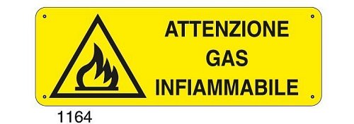 Attenzione gas infiammabile - A - Alluminio 350x125 mm