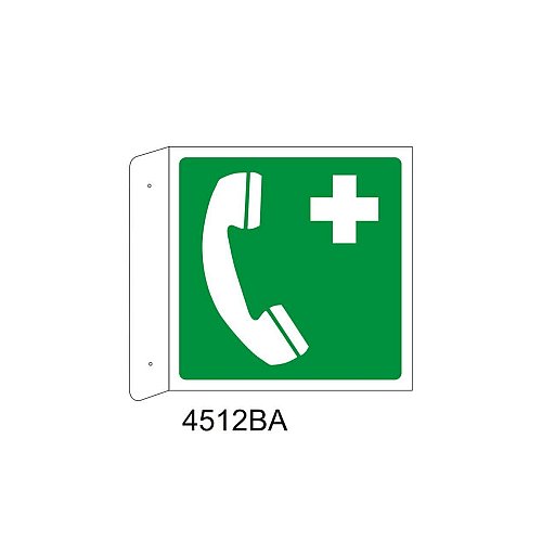 Telefono di emergenza - Alluminio - C - 230x230mm - Bifacciale a Bandiera - Non Luminescente