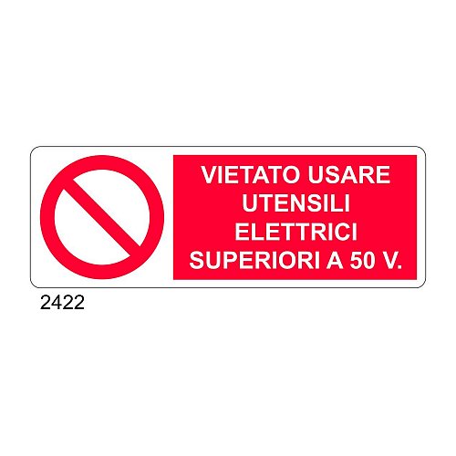 Vietato usare utensili elettrici superiori a 50V - A - Alluminio 350x125 mm