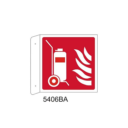 Estintore Carrellato - Alluminio - D - 370x370mm - Bifacciale a Bandiera - Non Luminescente