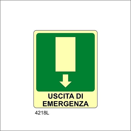 Uscita di emergenza in basso Luminescente - C - Adesivo Luminescente - 230x310 mm