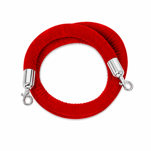 Cordone di delimitazione Rosso in Velluto con moschettoni Silver mt. 2