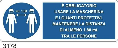 E' obbligatorio usare guanti e mascherina - D - Alluminio 1400x500 mm