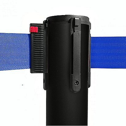 Colonnina Tendilinea con Nastro e Base da 15 kg in Acciaio Spazzolato - Colore Blu