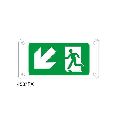 Uscita di emergenza in basso a sinistra - Plexiglass - C - 320x160 mm - Monofacciale - 4 Fori