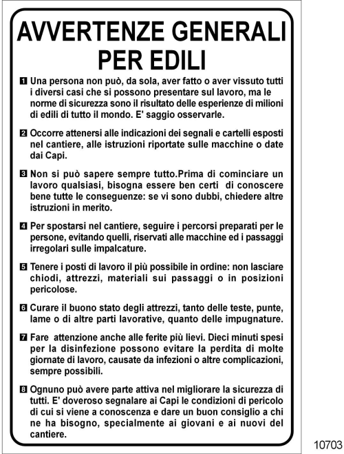 Avvertenze generali per edili - B - Alluminio - 330x500 mm