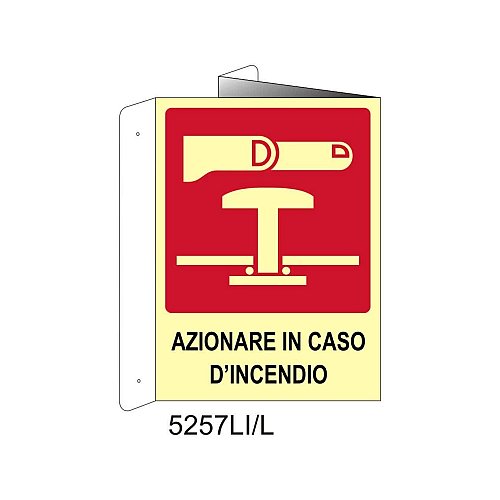 Azionare in caso di incendio - Alluminio - B - 160x210mm - Bifacciale a Libro - Luminescente