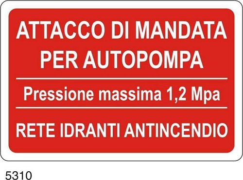 Attacco di mandata per autopompa (pressione massima 1,2 MPa) rete idranti antincendio - B - Alluminio 500x330 mm