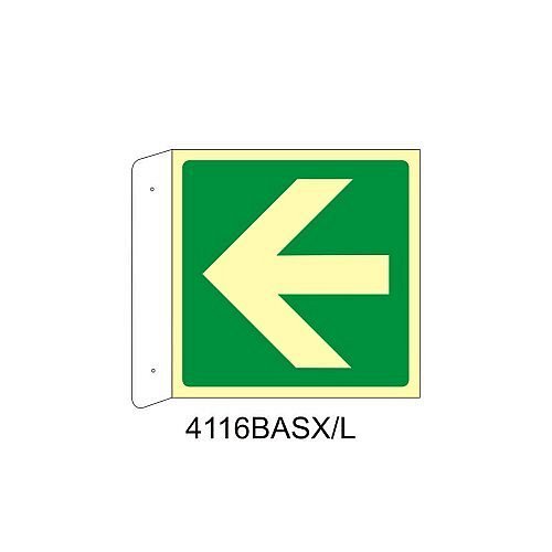 Direzione da seguire lato sinistro destro - Alluminio - B - 160x160mm - Bifacciale a Bandiera - Luminescente
