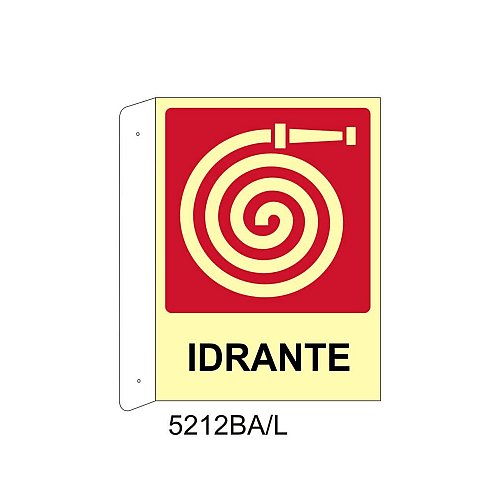 Idrante con testo - Alluminio - C - 230x310mm - Bifacciale a Bandiera - Luminescente