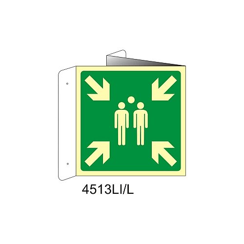 Punto di raccolta - Alluminio - B - 160x160mm - Bifacciale a Libro - Luminescente