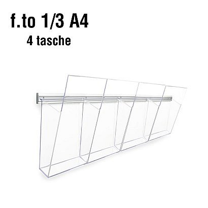 Portadepliant da Parete in Plexiglass - Formato 1/3 A4 - Modello 4 tasche