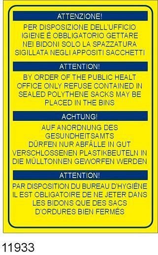 E' obbligatorio gettare nei bidoni solo spazzatura sigillata - AD - PVC Adesivo - Conf 10 pz.