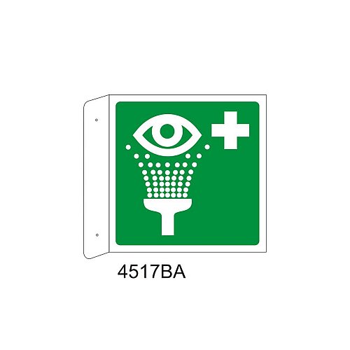 Lavaocchi di emergenza - Alluminio - B - 160x160mm - Bifacciale a Bandiera - Non Luminescente