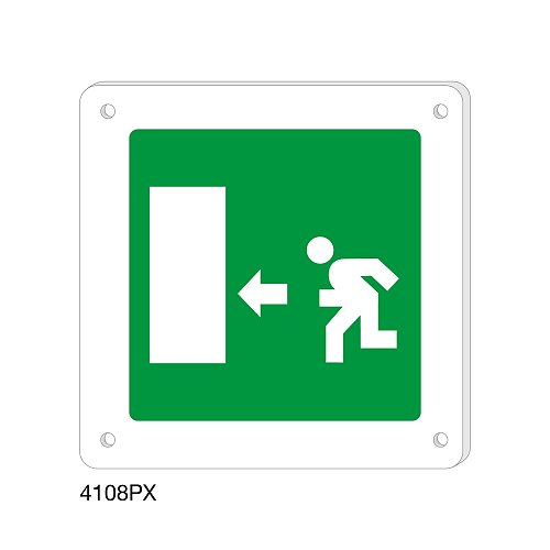 Percorso di emergenza sinistra - Plexiglass - C - 200x200 mm - Monofacciale - 4 Fori