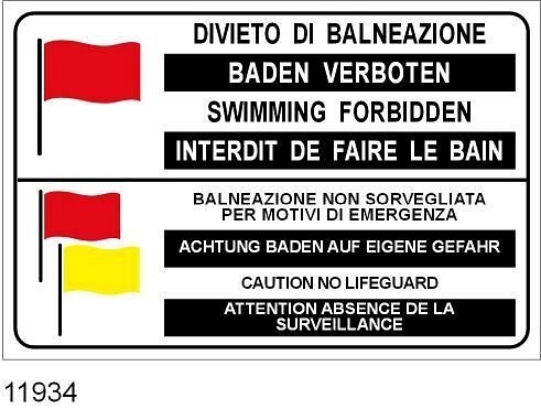 Divieto di balneazione - Alluminio piano - Conf 10 pz.