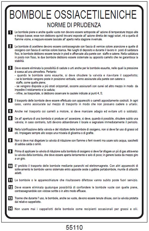 Bombole ossiacetileniche - A - AD 250x350 mm