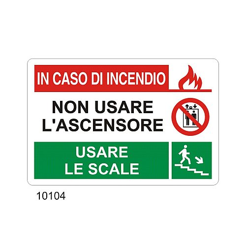 In caso di incendio non usare l'ascensore scale basso destra - A - Alluminio 300x200 mm - Conf 10 pz.