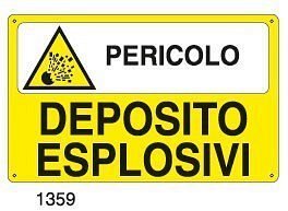 Pericolo deposito esplosivi - A - Alluminio 500x330 mm - Conf 10 pz.