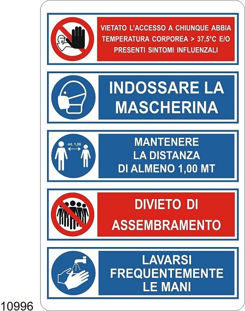 Multi simbolo per sicurezza covid-19 - A - PVC adesivo - 250x350 mm