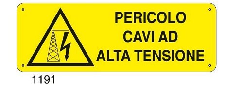 Pericolo cavi ad alta tensione - A - Alluminio 350x125 mm