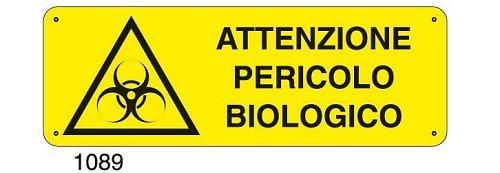 Attenzione pericolo biologico - A - Alluminio 350x125 mm