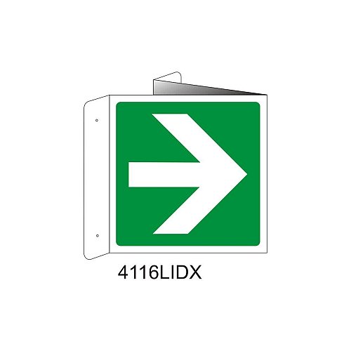 Direzione da seguire lato destro destro - Alluminio - D - 370x370mm - Bifacciale a Libro - Non Luminescente