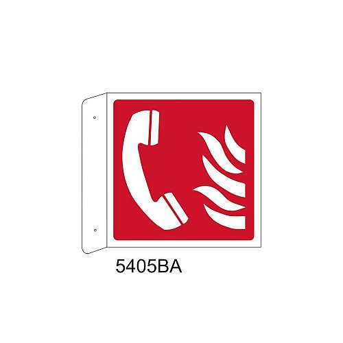 Telefono emergenza antincendio - Alluminio - D - 370x370mm - Bifacciale a Bandiera - Non Luminescente