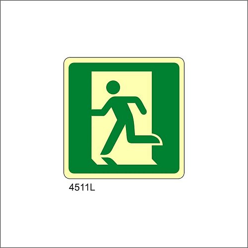 Uscita di Emergenza Sinistra Luminescente - C - Alluminio Luminescente - 230x230 mm - Conf 10 pz.