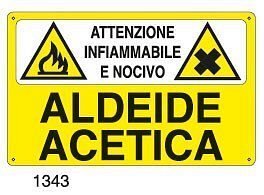 Attenzione infiammabile e nocivo-Aldeide acetica - A - Alluminio 500x330 mm - Conf 10 pz.