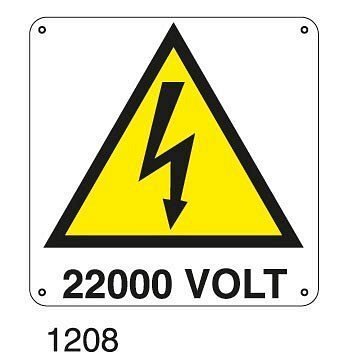 Pericolo 22000 VOLT - C - Alluminio 360x360 mm