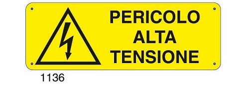 Pericolo alta tensione - E - Alluminio 500x700 mm - Conf 10 pz.