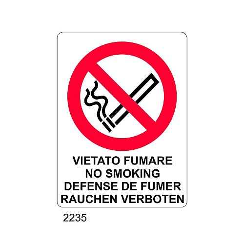 Vietato fumare, non smoking, defense de fumer,rauchen verboten - C - Alluminio 270x430 mm