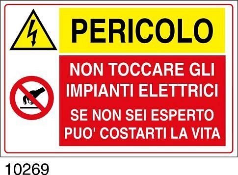 Non toccare gli impianti elettrici  -Alluminio - 700x500 mm.